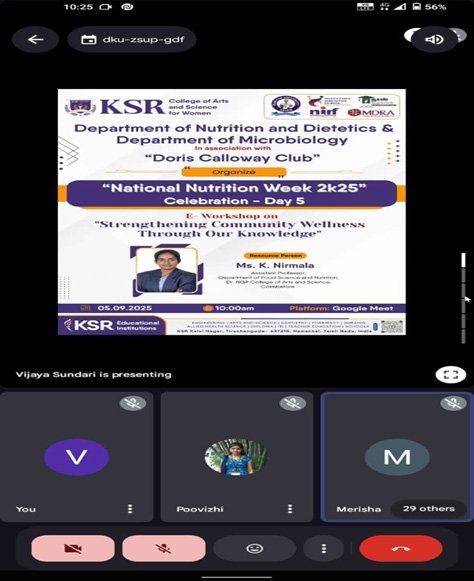 National Nutrition Week Celebration 2k25 - E-Workshop on "Strengthening Community Wellness through our Health"